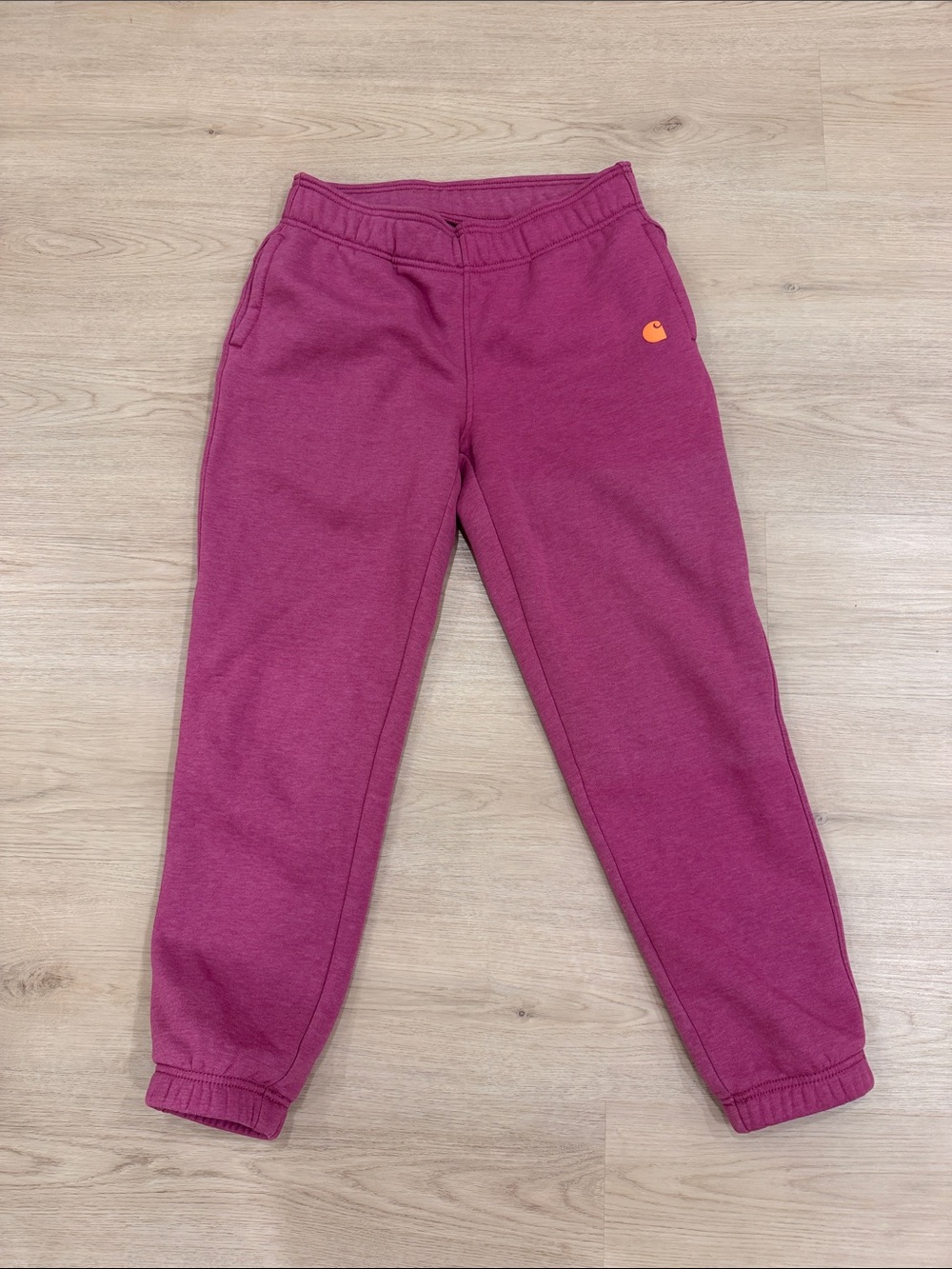 Carhartt Small Magenta Jogger Sweatpants with Orange Logo